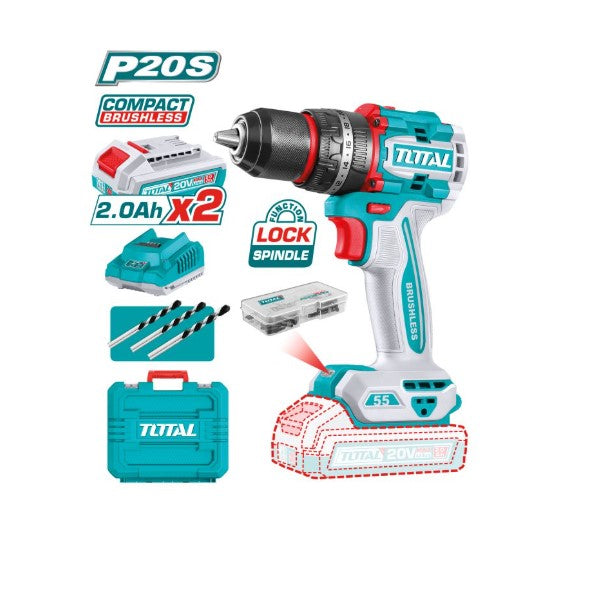 Berbequim com percussão Brushless a bateria 20V 55Nm
