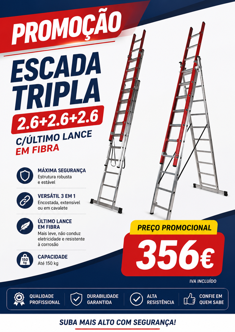 Escada Tripla 2.6+2.6+2.6 c/último lance em fibra