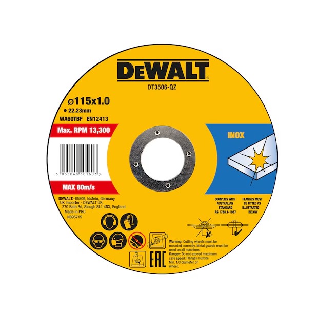 Discos de corte de alto desempenho para aço inox 115 x 1 x 22.23mm
