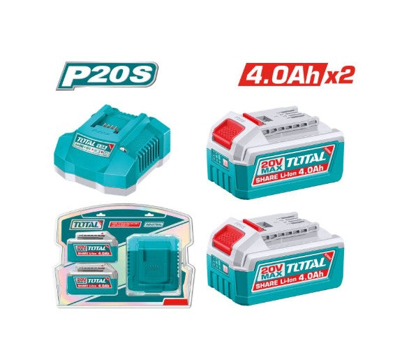 Pack com 2 baterias de 4Ah + carregador rápido