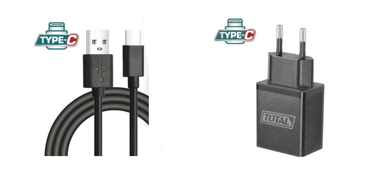 Carregador porta USB-A + cabo USB-A / USB C