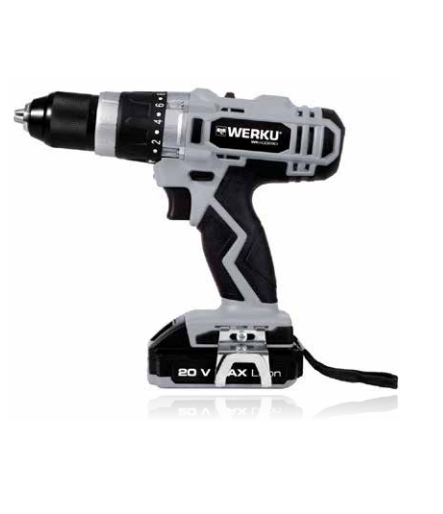 Aparafusadora Werku 20V 13mm (inc. 2Baterias + Carregador)