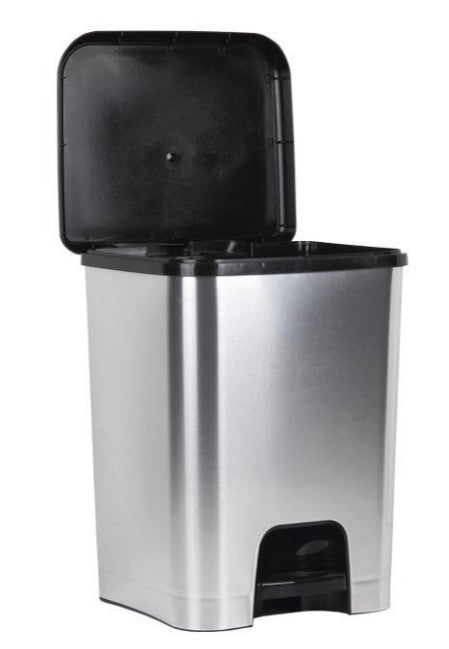 Balde de lixo com pedal, metalizado - Com capacidade para 26 litros