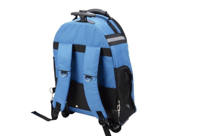 Mochila de ferramentas com vários bolsos, rodas e alça telescópica