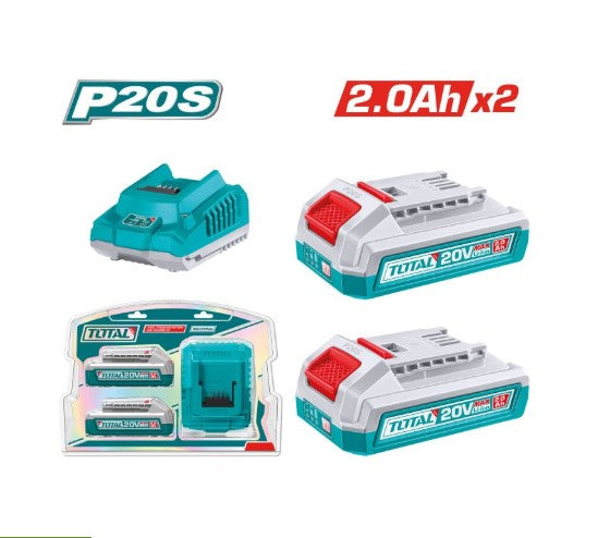 Pacote com 2 baterias de 2Ah + carregador rápido